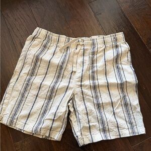 Goodfellow & Co Cream Drawstring Shorts with Navy Stripes